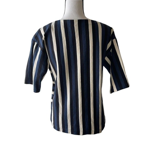 Anne Willi Paris US Size 6 V Neck Striped Knit Designer Lagenlook Structured Top - Picture 4 of 7